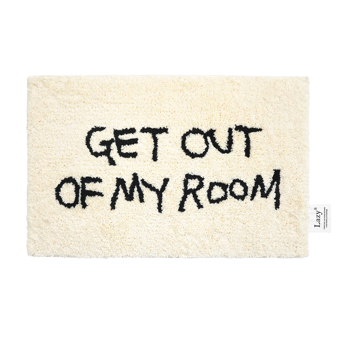 Lazyz GET OUT OF MY ROOM ドアマット ホワイト 合成繊維 サイズ（横