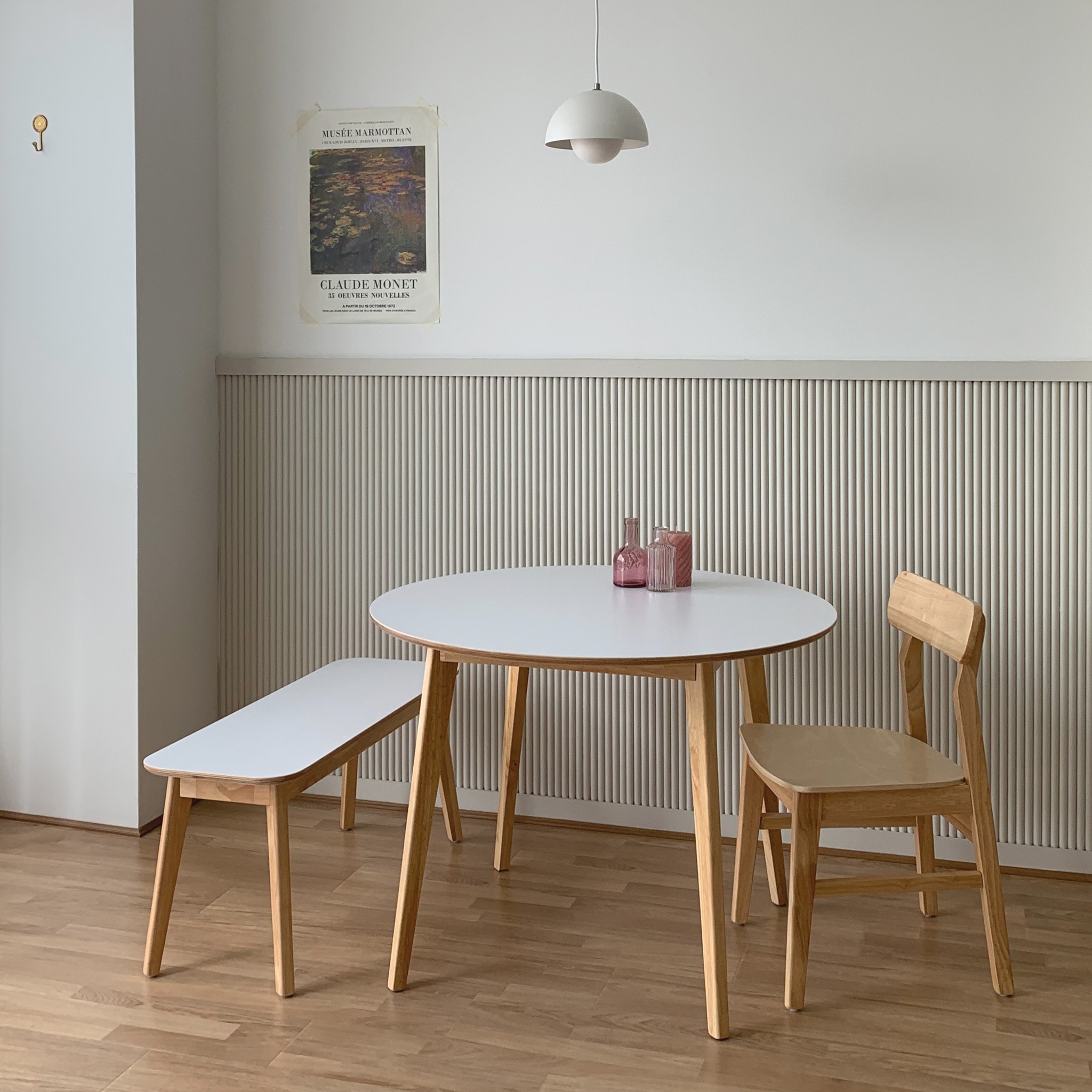 O!House PURE WHITE 円形 テーブル 100cm 未開封 Daeun Damda PURE WHITE 円形 テーブル 100cm ホワイト ベージュ 加工