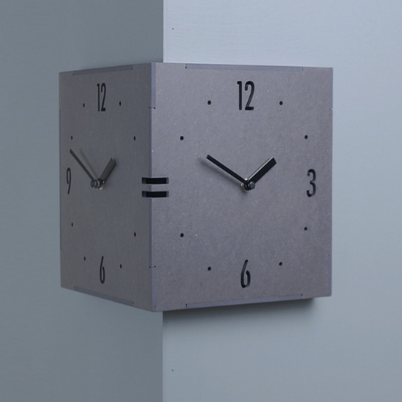 TIMEDECO コーナー 壁掛け時計 L［4色］ ブルー グレー レッド