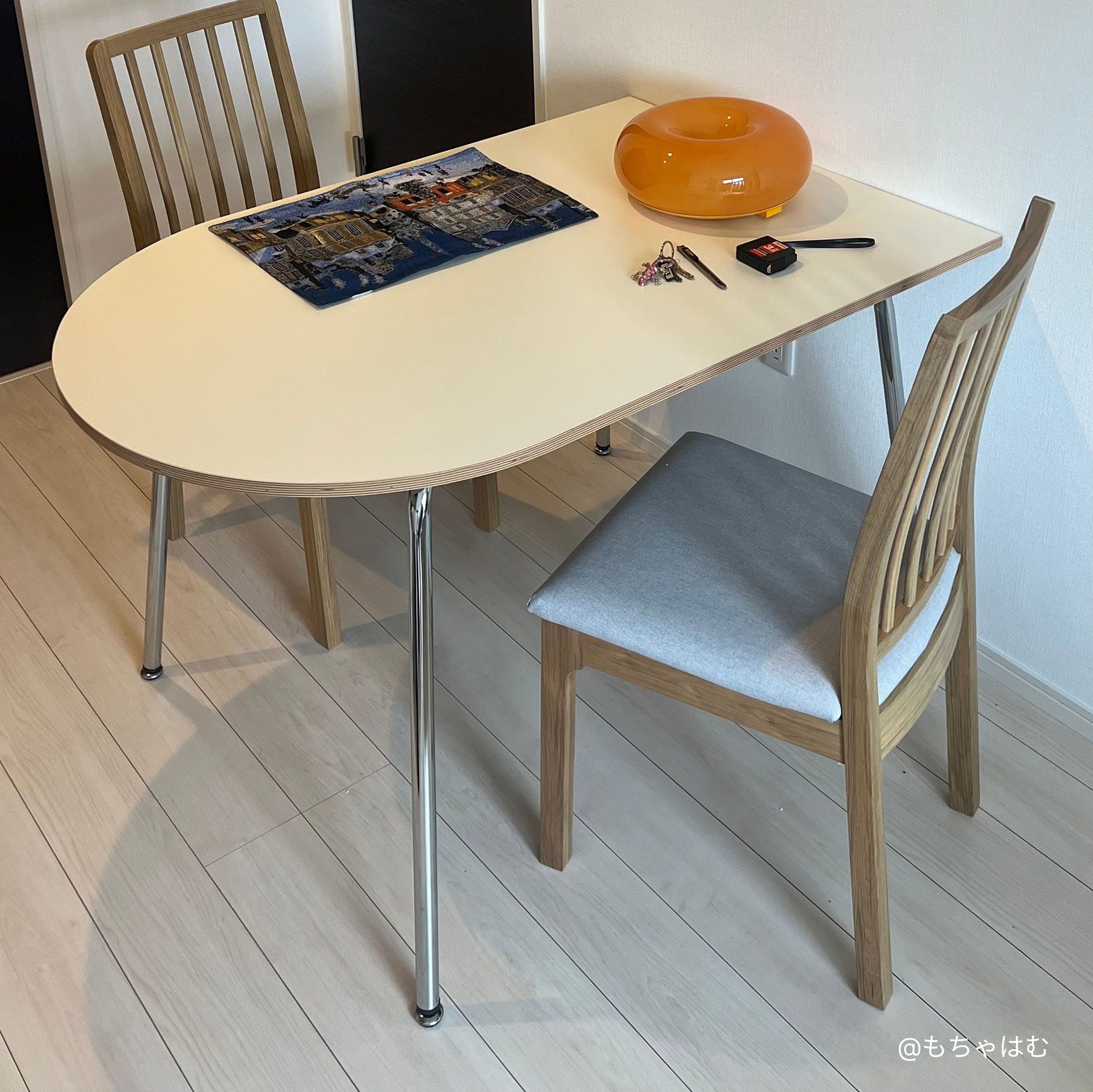 SOFSYS POINT 半楕円 ダイニングテーブル［2サイズ］ ホワイト 加工