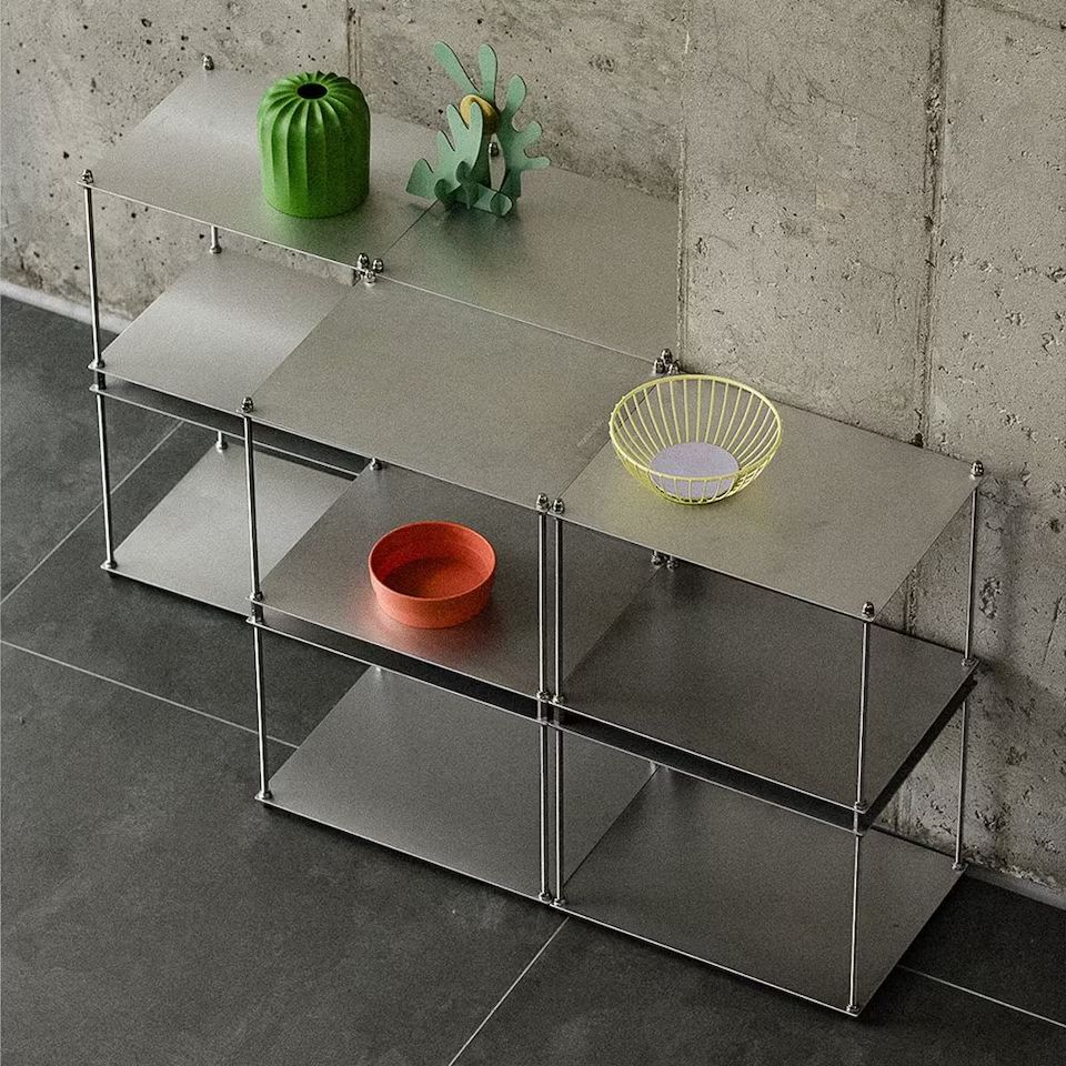 rhombus lab 8段 モジュールラック シルバー スチール 幅 80cm 高さ