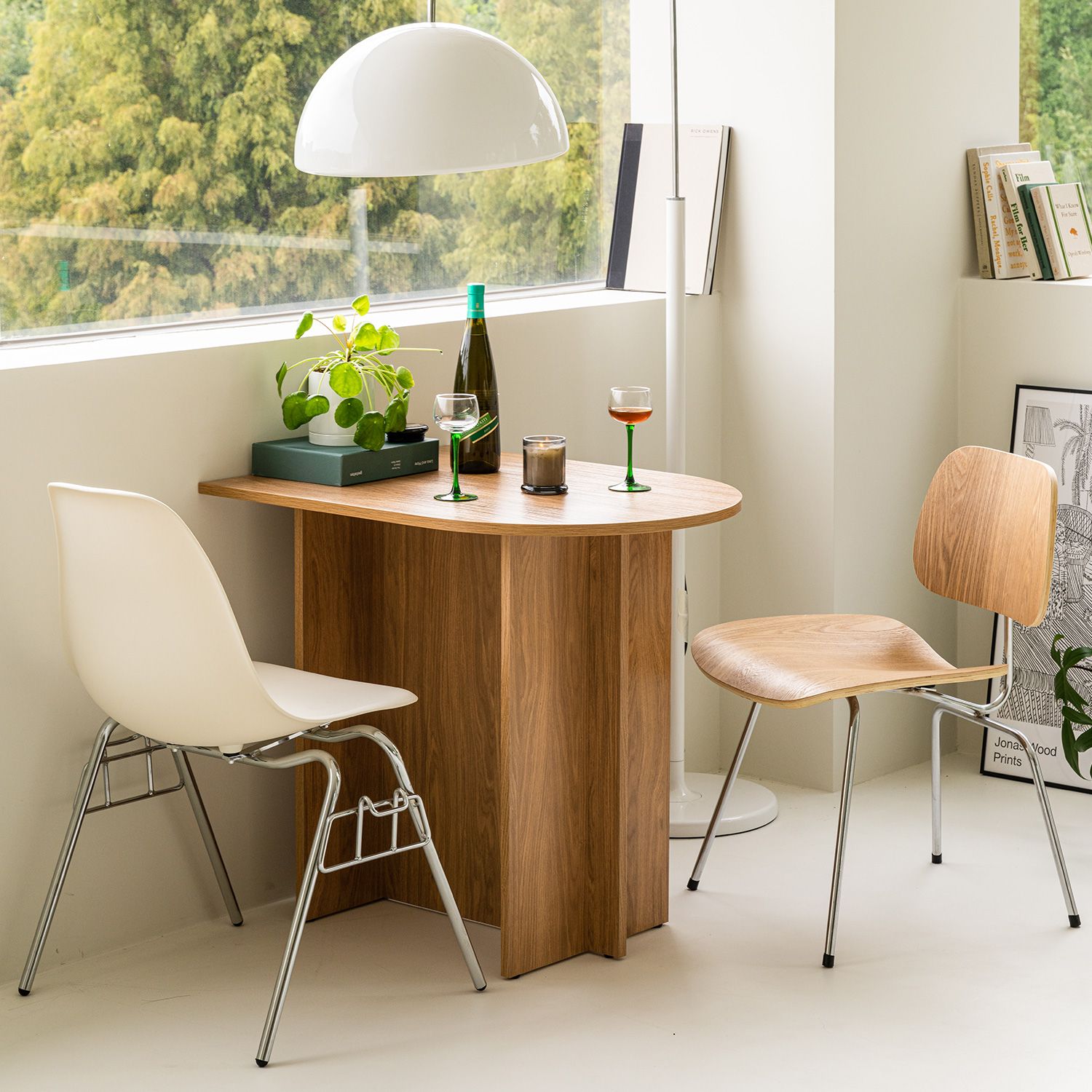 woodray ホームカフェ 半楕円 ダイニングテーブル 80cm［2色