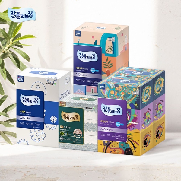잘풀리는집 리얼실키 미용티슈 250매 3입 x 4팩
