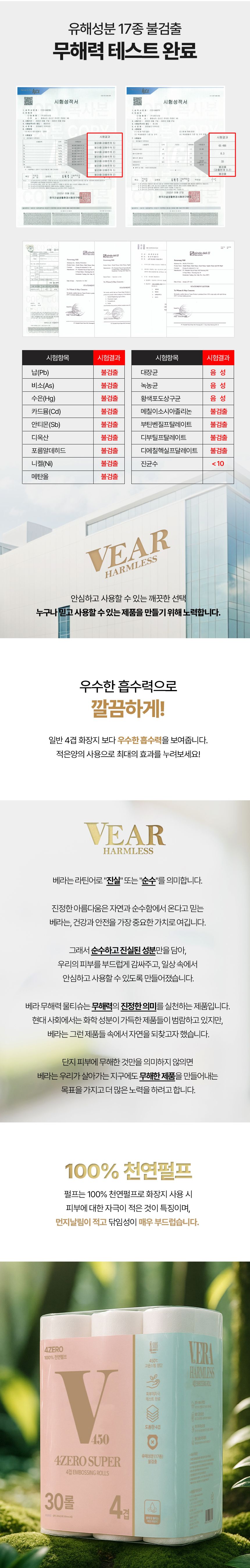 화장지 > 베라 4ZERO 무해력 슈퍼 4겹엠보싱 25M 30롤 X 1팩 택1 두루마리 화장지 | 오늘의집 쇼핑