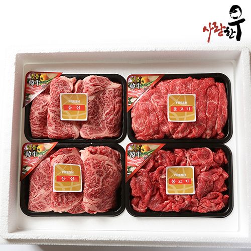 사랑한우 실속스페셜 1.6Kg 등등불불 (등심400g+등심400g+불고기400g+불고기400g) +부직포가방 포함