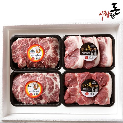 사랑한돈 제주 돼지 흑백돈 스페셜 2Kg (제주흑전지 1Kg+제주목살 1Kg) +부직포가방 포함