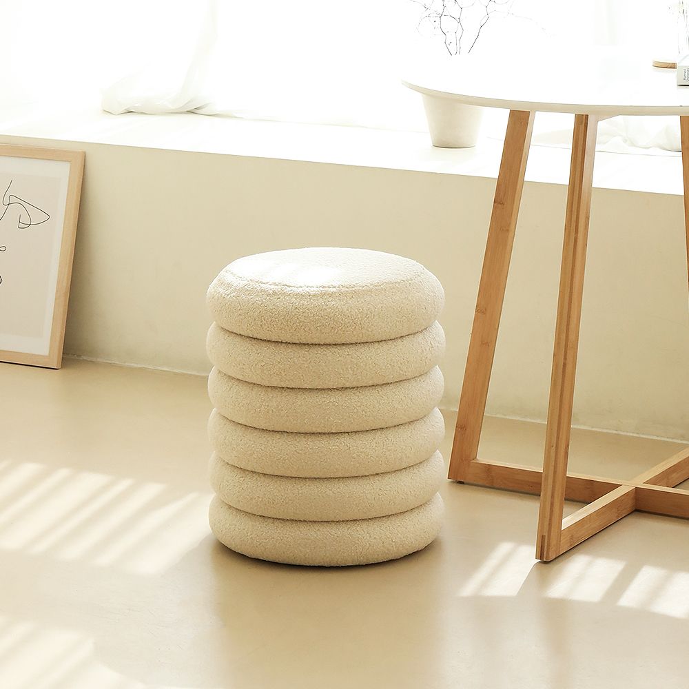 クリーム色 布張り 円形スツール GMFURNITURE MECRA ブークレ 円形 スツール［3色］ ホワイト ベージュ