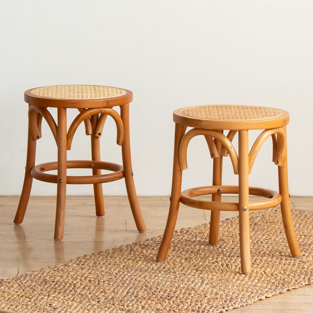 Chairfactory ラタン ウッド スツール［2色］ ライト ブラウン ダーク