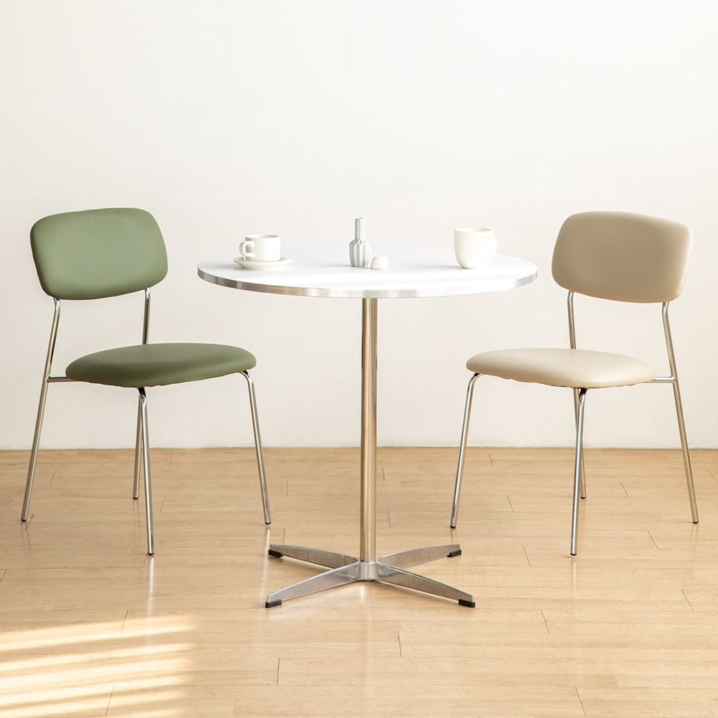 Chairfactory ミレス 円形 テーブル［3サイズ］ ホワイト シルバー