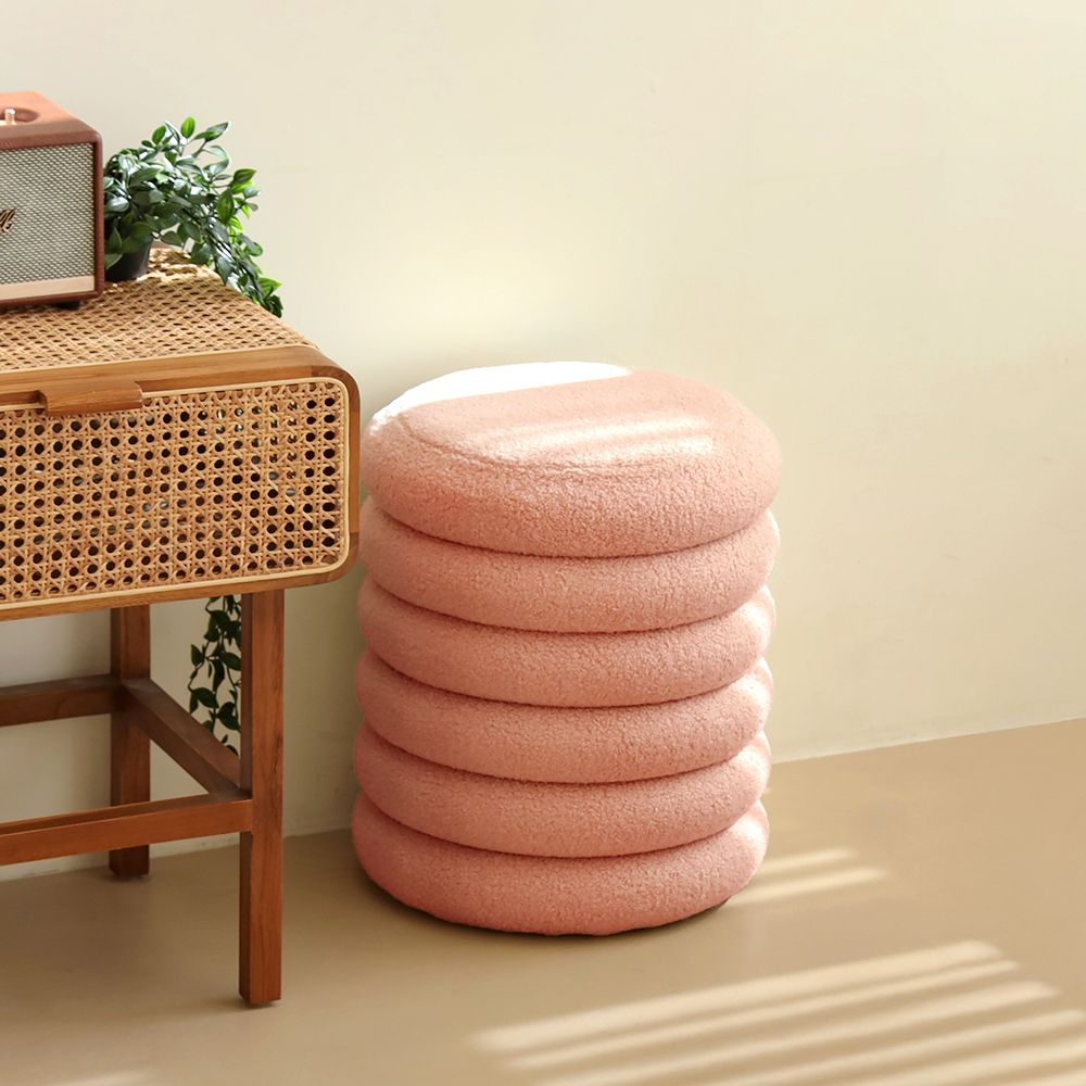 GMFURNITURE MECRA ブークレ 円形 スツール［3色］ ベージュ ホワイト