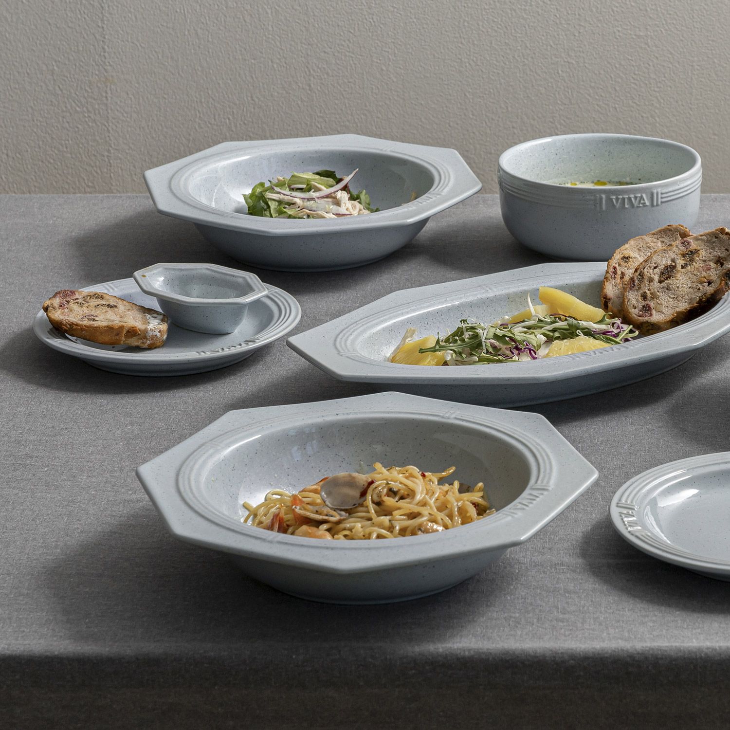 SSUEIM VIVA ディナー食器 2人 10点セット［2色］ グレー 陶磁器