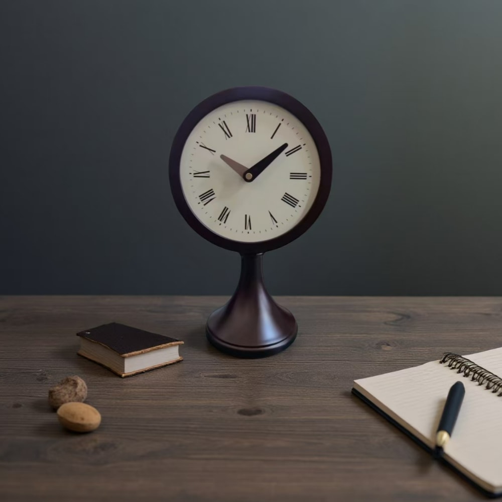 VIA VENETO 北欧 木製 ローマ数字 置き時計（無音） ワンサイズ