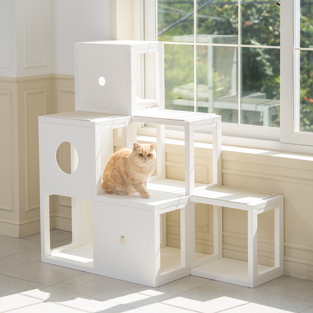 CUBICS pet 階段型 キャットタワー 3x3 マルチ［7色］ 完了 ミニマ