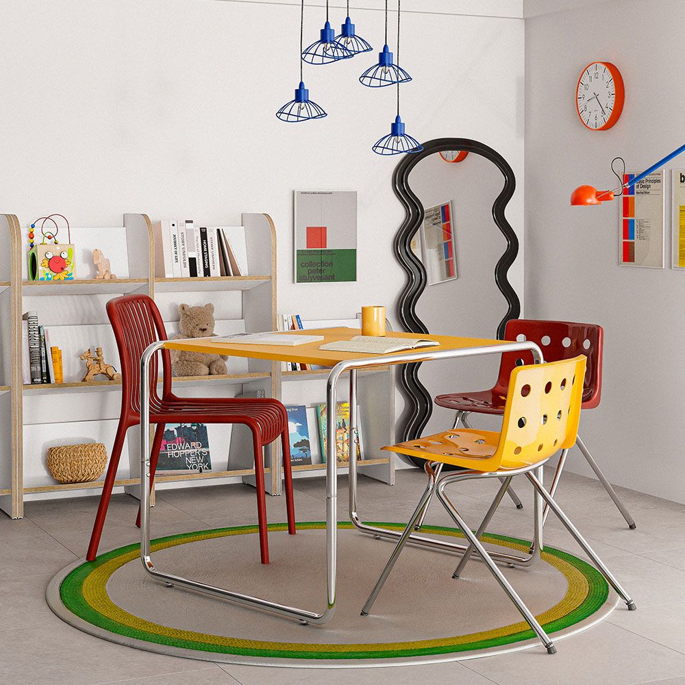 16piece ミッドセンチュリー ダイニングテーブル 80cm［6色］ レッド