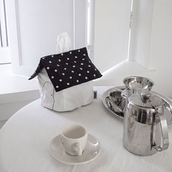 Dot house tissue Cover 도트 하우스 휴지 티슈 커버 케이스 (2size)