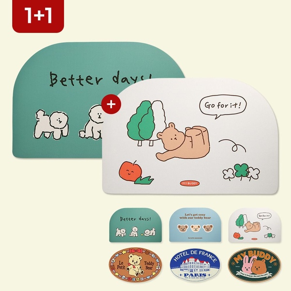 1+1 빨아쓰는 규조토 발매트 (7종 택2) 욕실 주방 화장실 발매트
