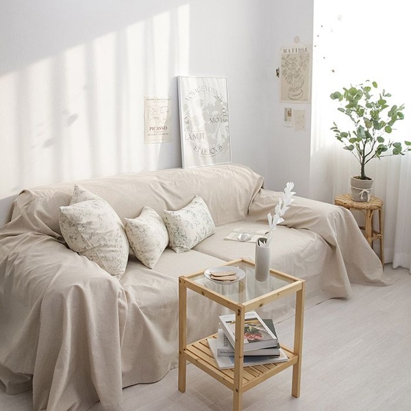 이지 내추럴 린넨코튼 패브릭 소파커버 3color 3size
