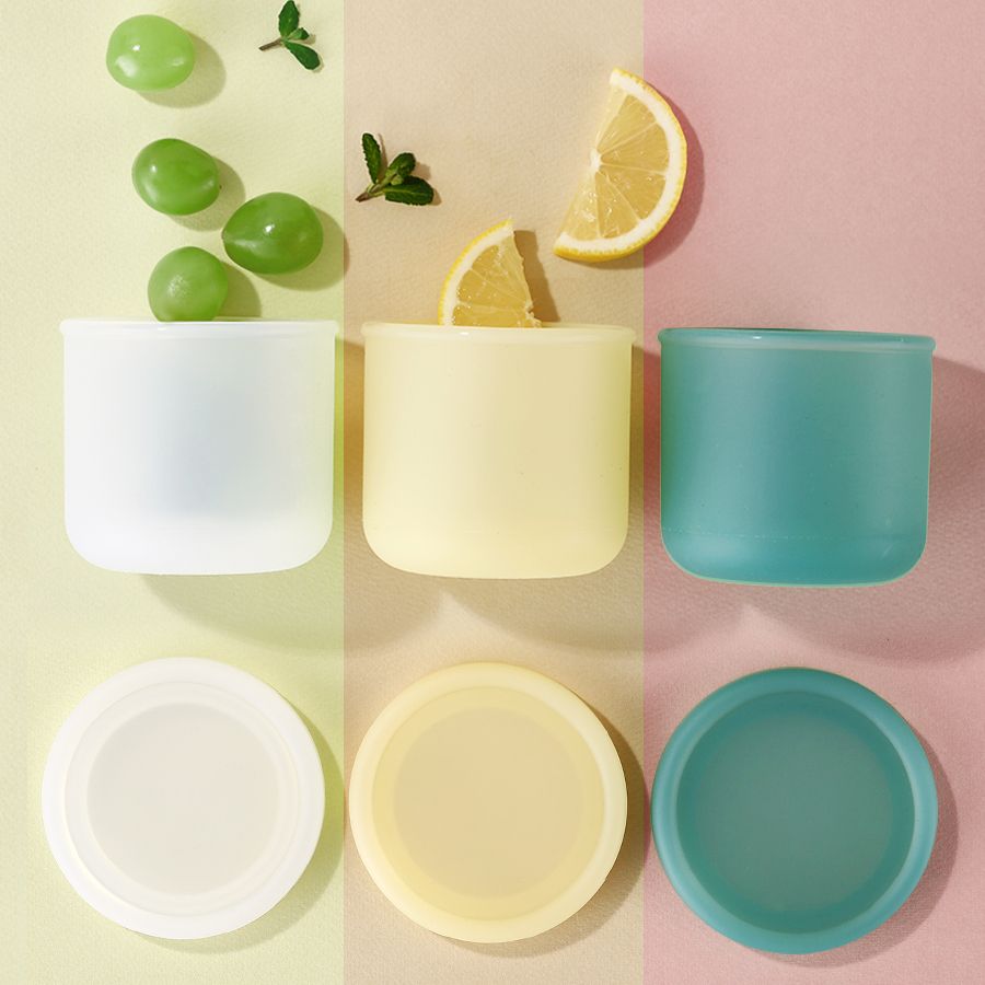 리본제이 폼폼 반투명 실리콘 밀폐용기 275ml 3P세트 / 국내제작 도시락통 6color