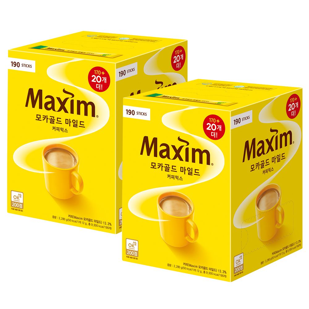 동서식품 Maxim 모카골드 마일드 커피믹스(170T+20T)*2 총380T