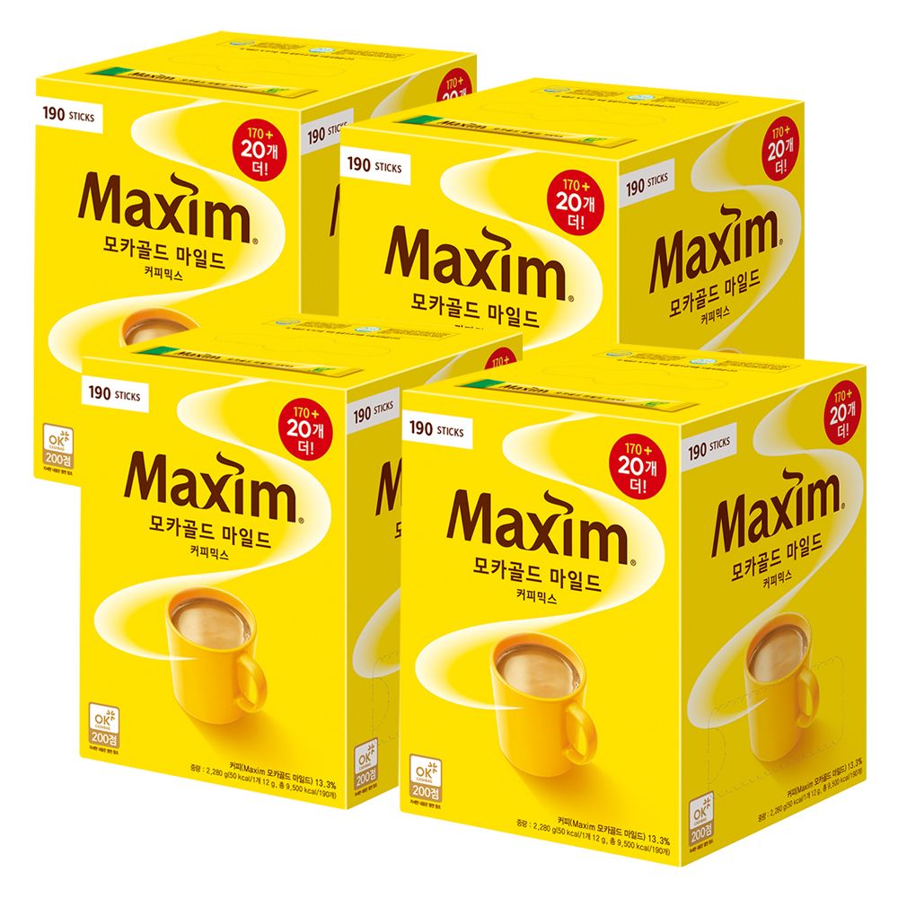 동서식품 Maxim 모카골드 마일드 커피믹스(170T+20T )*4 총760T