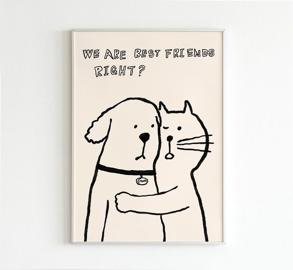 강아지 일러스트 고양이 그림 감성 인테리어 포스터 액자 / 07 베스트 프렌즈