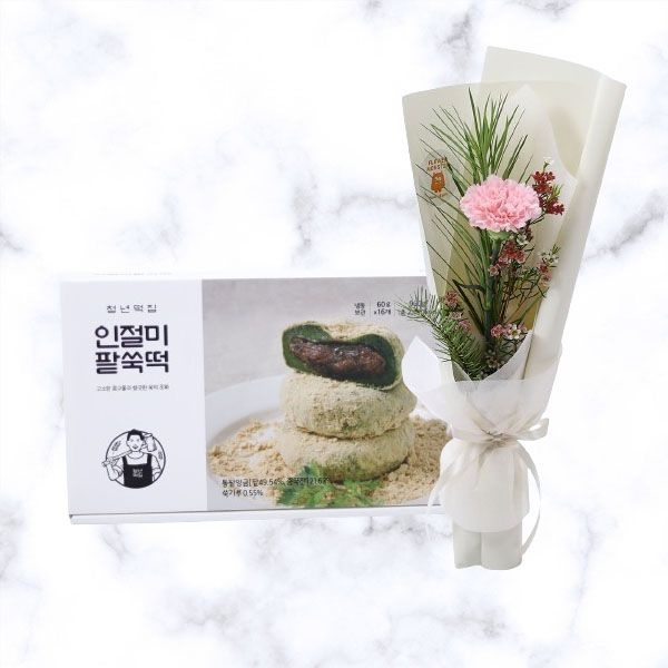 카네이션 핑크 한송이+인절미팥쑥떡 어버이날,스승의날,감사선물,카네이션선물,꽃선물