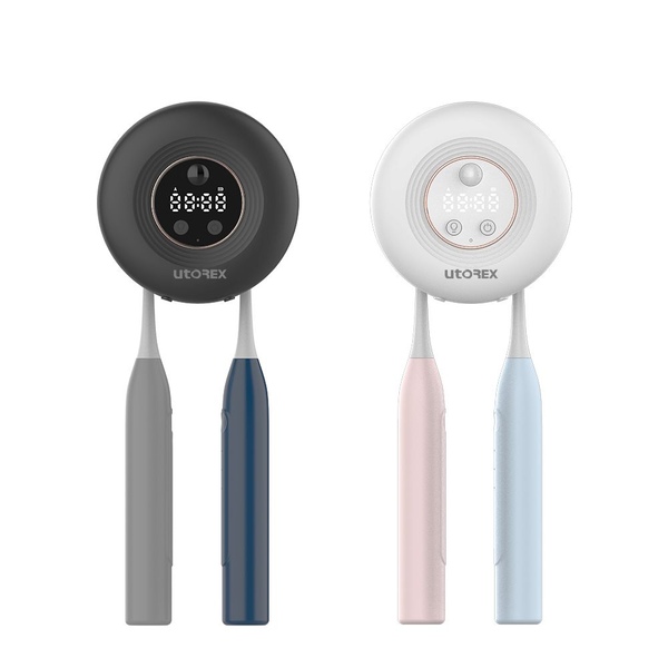 시계형 센서 2구 무선 가정용 칫솔살균기 UV-C 히팅 건조기 소독 자동살균 무드등 블랑