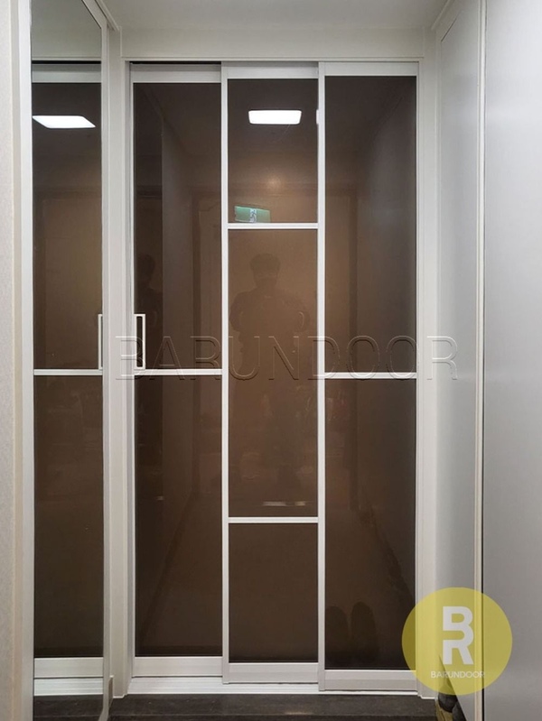 초슬림3연동 띠분할형 화이트 브론즈강화유리