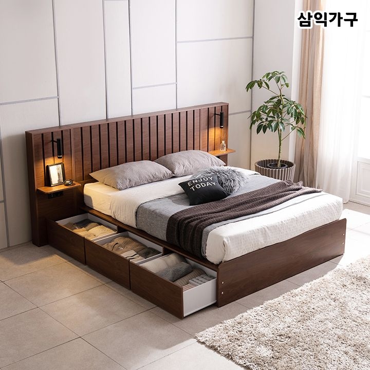 [오늘의집] 삼익가구 [오늘의집 단독] 레온 프리미엄 빅수납 호텔 침대 프레임(매트제외) SS/Q/K/LK