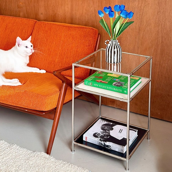 B-2 B-3 미드센츄리 모듈협탁 강화유리 사이드테이블 수납장