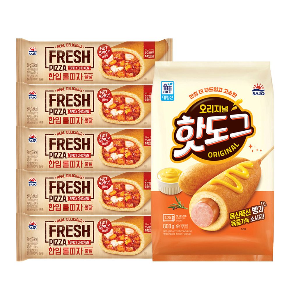 대림냉동 핫도그 800g(80g*10)*1개 + 한입롤피자불닭 80g*5개 가격 추이 사조대림 대림냉동 핫도그 800g(80g*10)*1개 + 한입롤피자불닭 80g*5개 - 최저가 19,500원