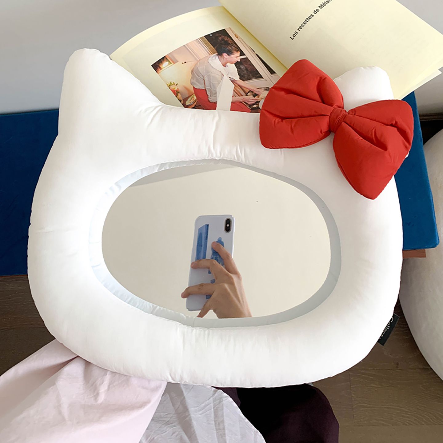 그레이스 홈 키티 패브릭 벽걸이 미러 인테리어 고양이 거울 2colors