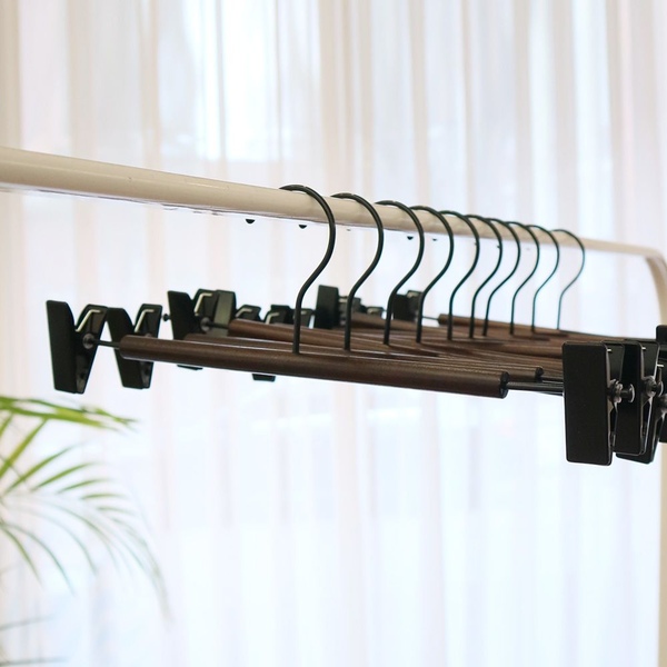 프리미엄 월넛 고리회전 원목 집게 바지걸이 20개