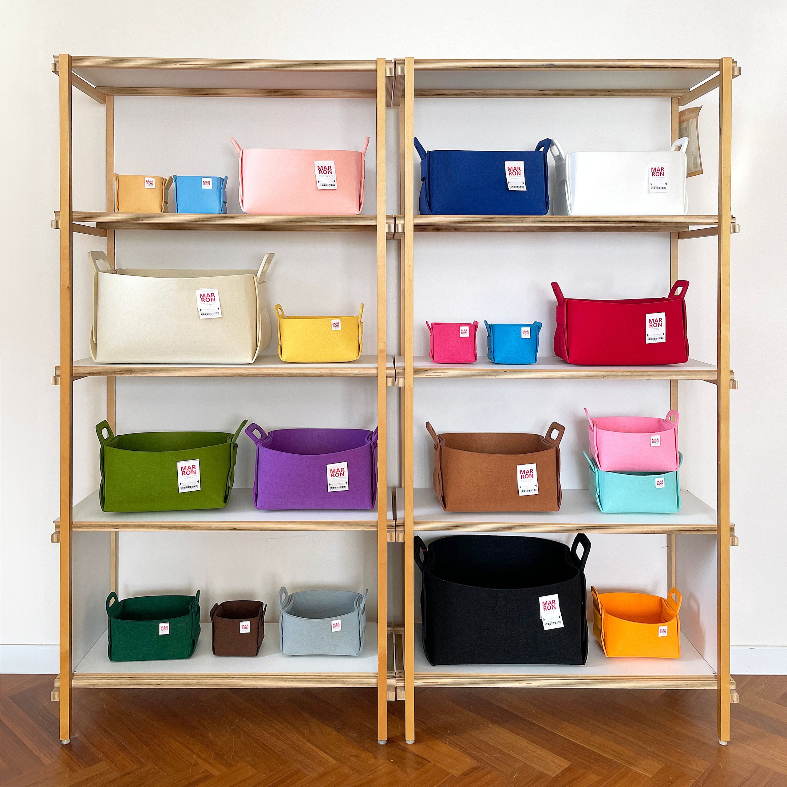 MARRONS 折りたたみ フェルト バスケット［25色・4サイズ］ グレー