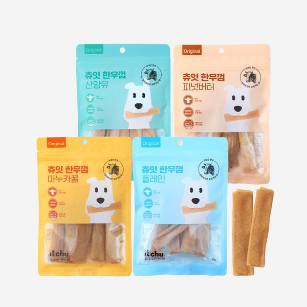 잇츄 츄잇 오래먹는 천연 강아지한우껌 50g (산양유/마누카꿀/플레인/피넛버터)