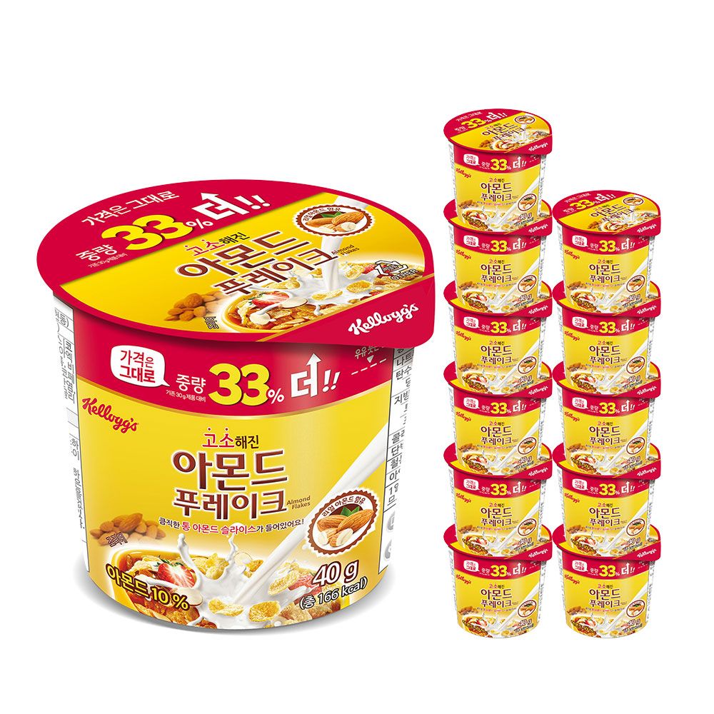 아몬드 푸레이크 컵시리얼 40g*12개 가격 추이 켈로그 아몬드 푸레이크 컵시리얼 40g*12개 - 최저가 19,500원