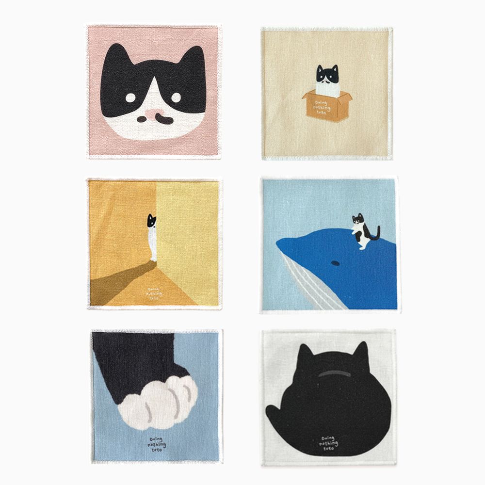 두잉낫띵토토 고양이 티코스터 컵받침 양면 12colors