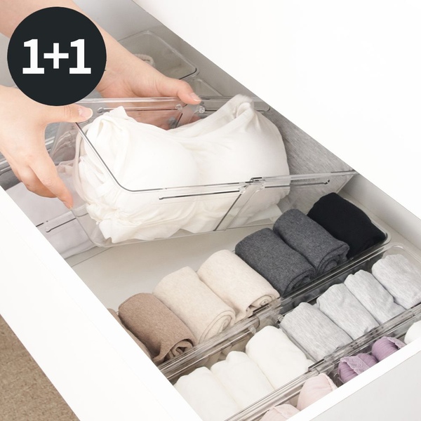 [1+1] 투명 칸막이 길이조절 속옷정리함 2size