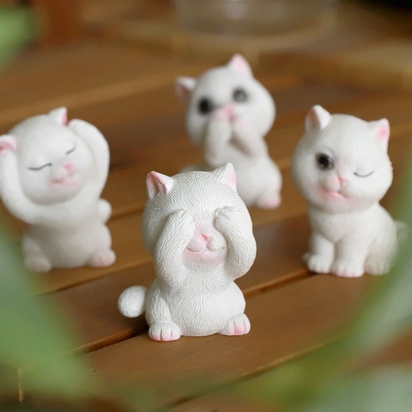 아기 고양이 피규어 4종 세트 귀여운 인테리어 장식품