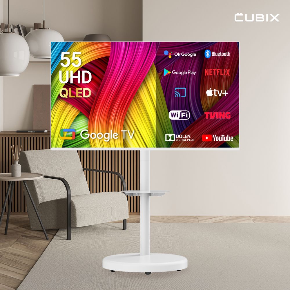 오늘의집 큐빅스전자 무빙큐빅스 화이트에디션 스마트 55인치(139cm) 4K UHD QLED TV 삼탠바이미