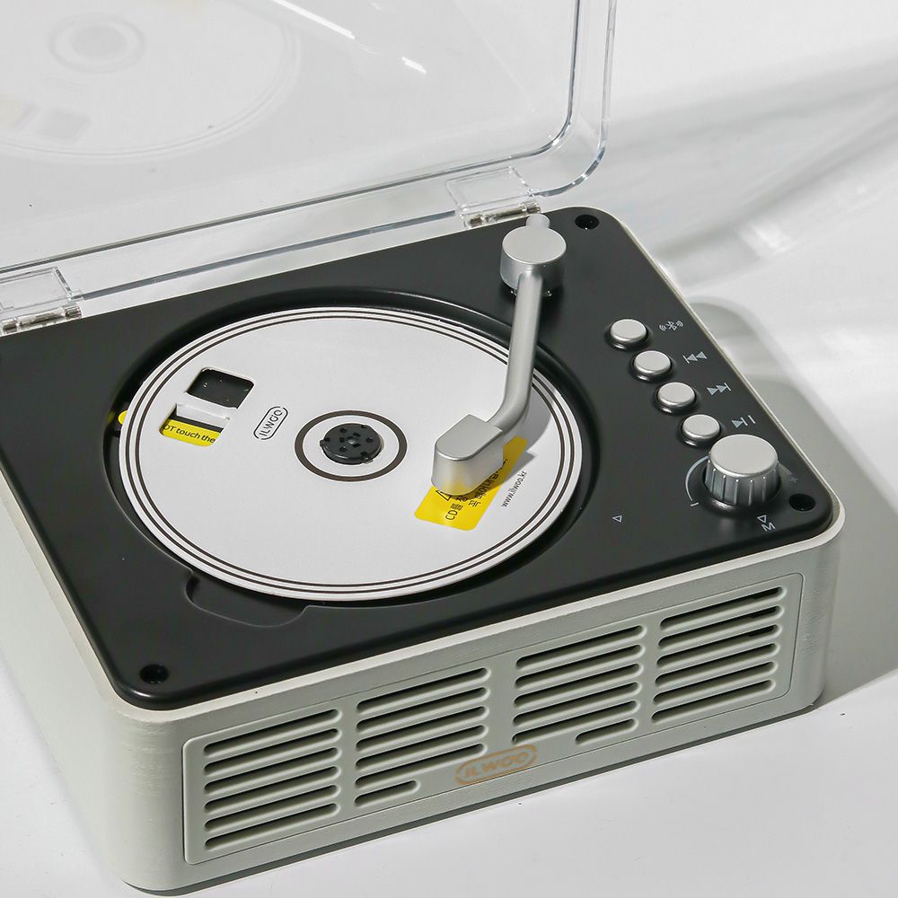 일우 휴대용 무선 CD플레이어8 블루투스 탁상용 FM라디오 USB 레트로 턴테이블