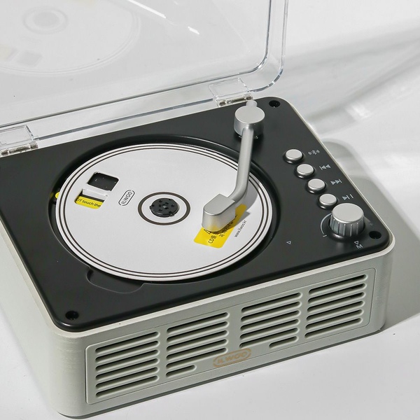휴대용 무선 CD플레이어8 블루투스 탁상용 FM라디오 USB 레트로 턴테이블