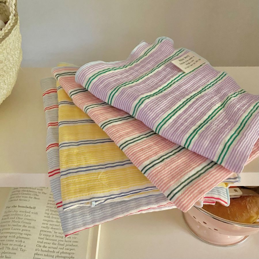 오늘의집 목화베리 키친크로스 요루 3중거즈 면행주 캔디라인 4color