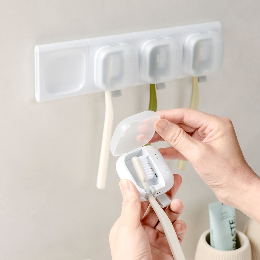 모락 퓨어 큐브 칫솔 살균기 UVC LED C타입 충전식 휴대용 벽면 부착 자석 크래들