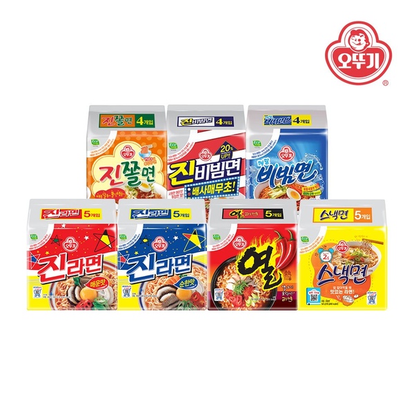 진라면/열라면/스낵면/진비빔면/진쫄면/메밀비빔면 멀티팩 3개 택 1