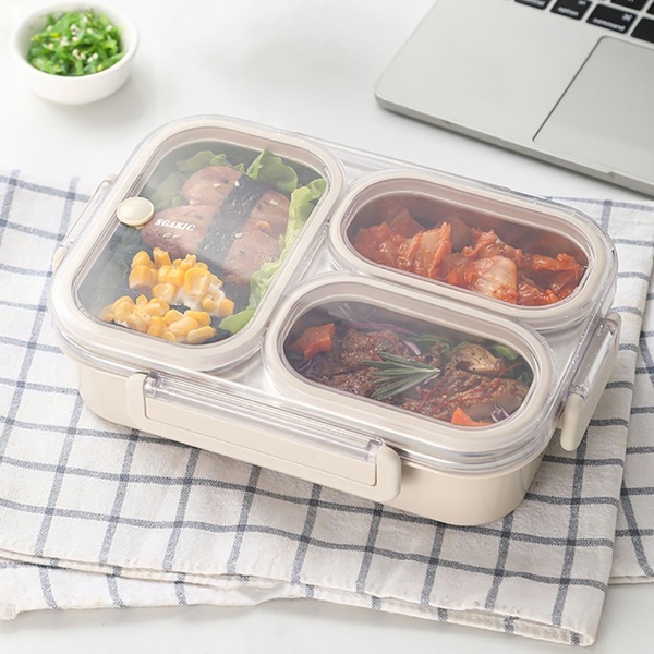 완전밀폐! 스텐 런치박스 직장인 도시락통 식판 나눔 반찬통 2칸/3칸/4칸