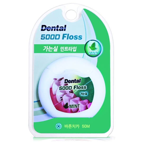 바른치카 가는실 치실 500D 민트 50m 가장 얇은실 치간 치실
