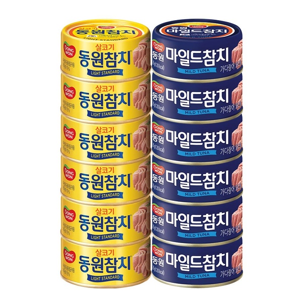 라이트스탠다드참치 85g*6캔+마일드참치 90g*6캔