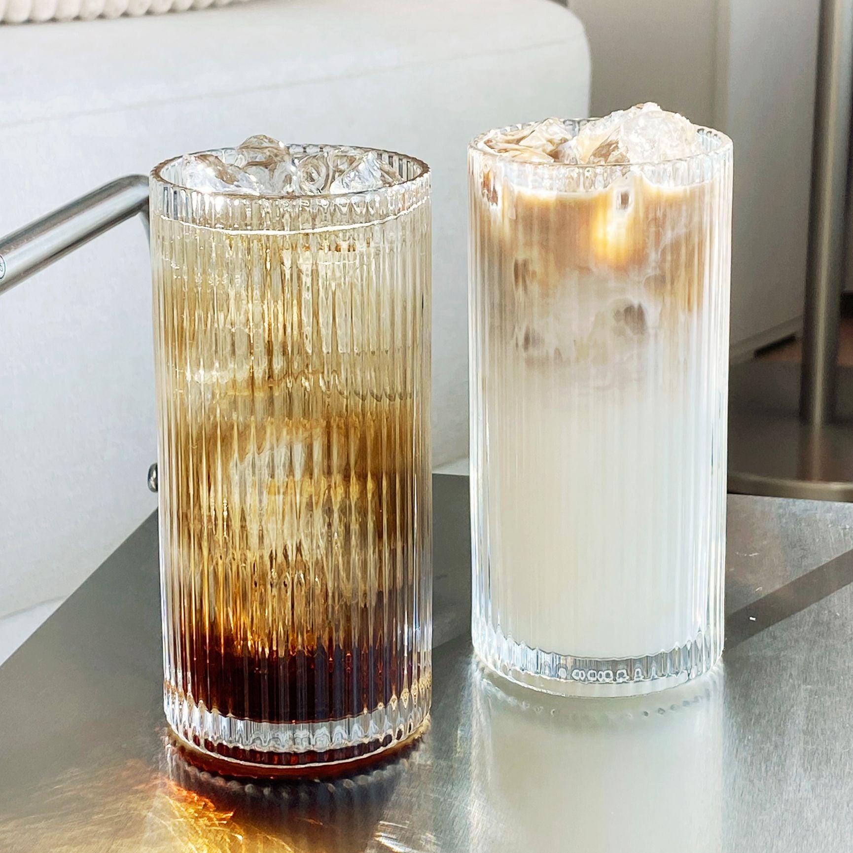 오늘의집 하니니키친 카페 일자 플리츠 유리컵 아이스잔 에이드잔 390ml