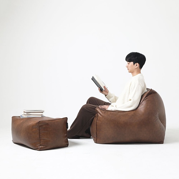 톰 소프트 기능성 가죽 컴팩트 빈백 소파 단품 발받침 세트